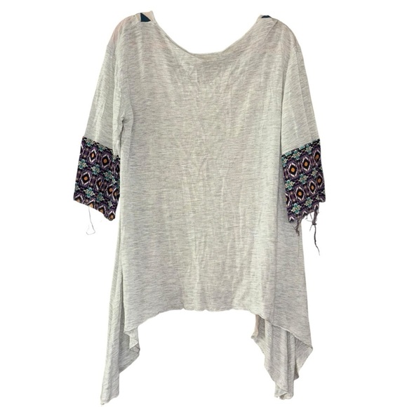 Gimmicks BKE Bohemian Hippie Tunic Asymmetrical Colorful Top Womens S 3/4 Sleeve - Picture 2 of 13